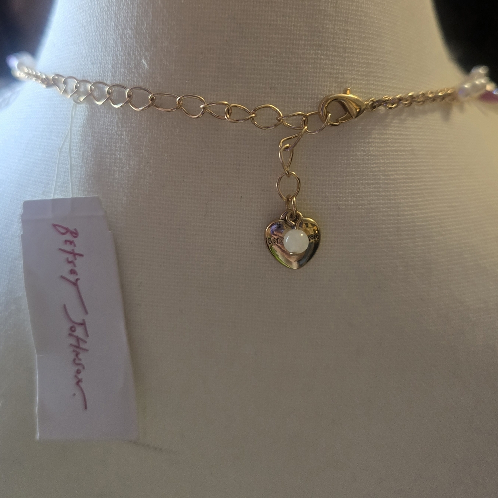 Betsey Johnson Pink and Gold Heart Necklace - Picture 3 of 6